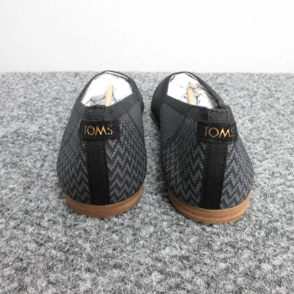 TOMS Shoes Womens Size 7.5 Black Jutti Neat Chevron Knit Pointed Flats REPREVE